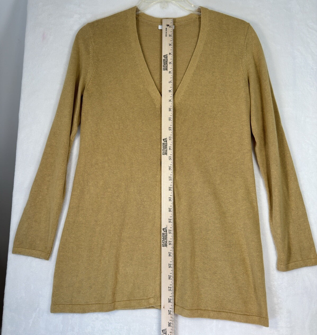 J Jill Cardigan Sweater Small Linen Blend Gold Beige Womens 3 Button Long Sleeve