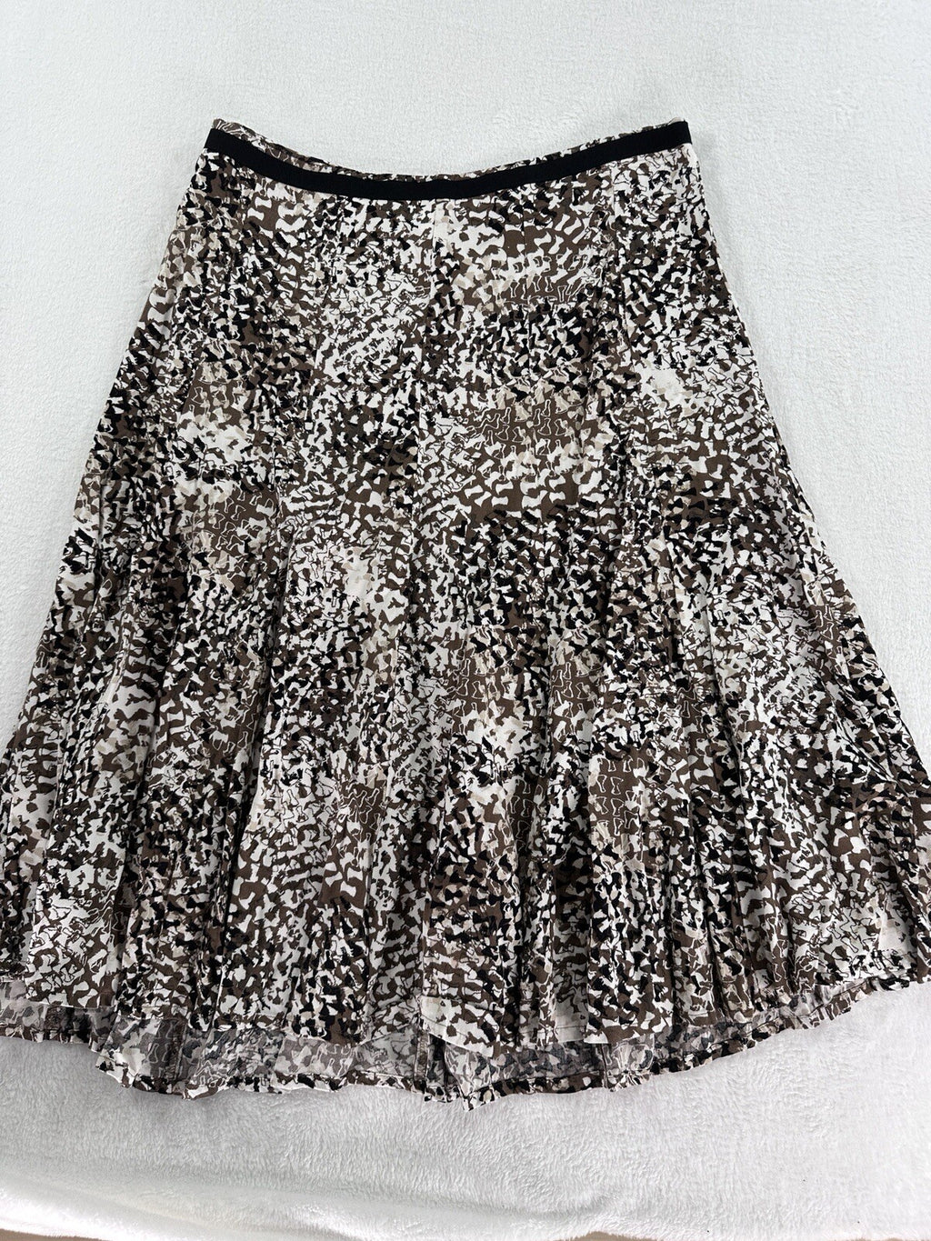 Christopher Banks Skirt 6P Petite Knee Length Black Brown Print Summer Rayon