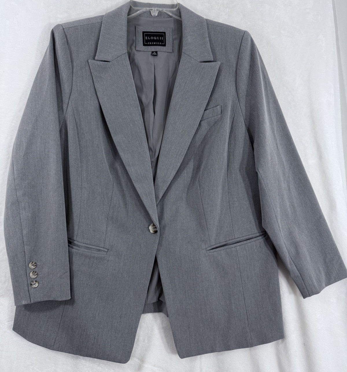 Eloquii 18 Premier Jacket Gray Blazer 1 Button Plus Size Womens