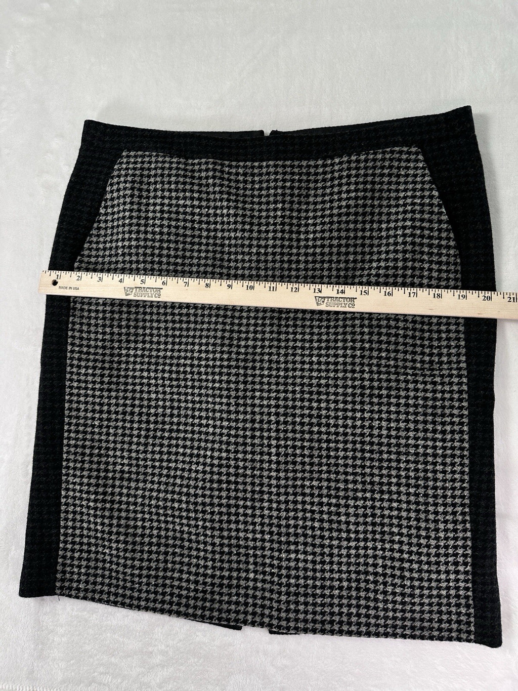 J Crew The Pencil Skirt 12 Gray Wool Houndstooth Knee Length Lined Womens