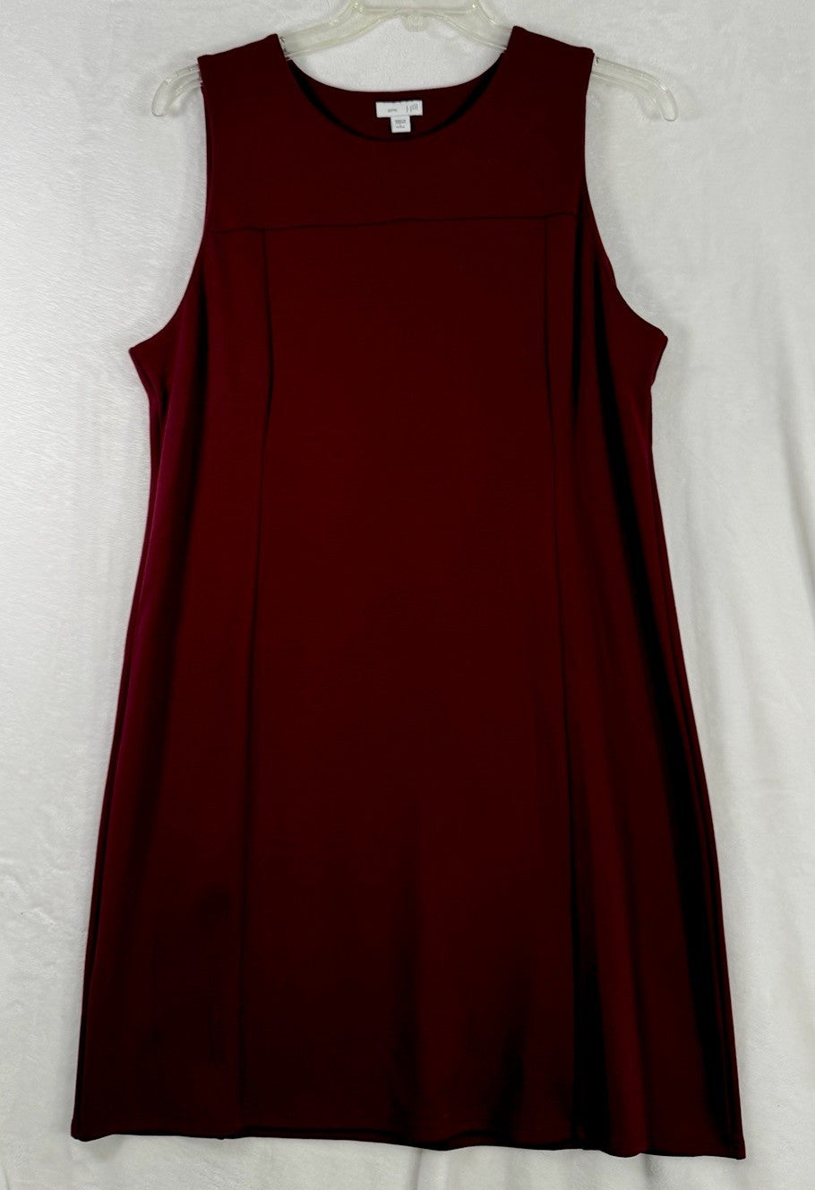 J Jill Dress Large Petite Sleeveless Ponte Burgundy Red Knit Knee Length Sheath