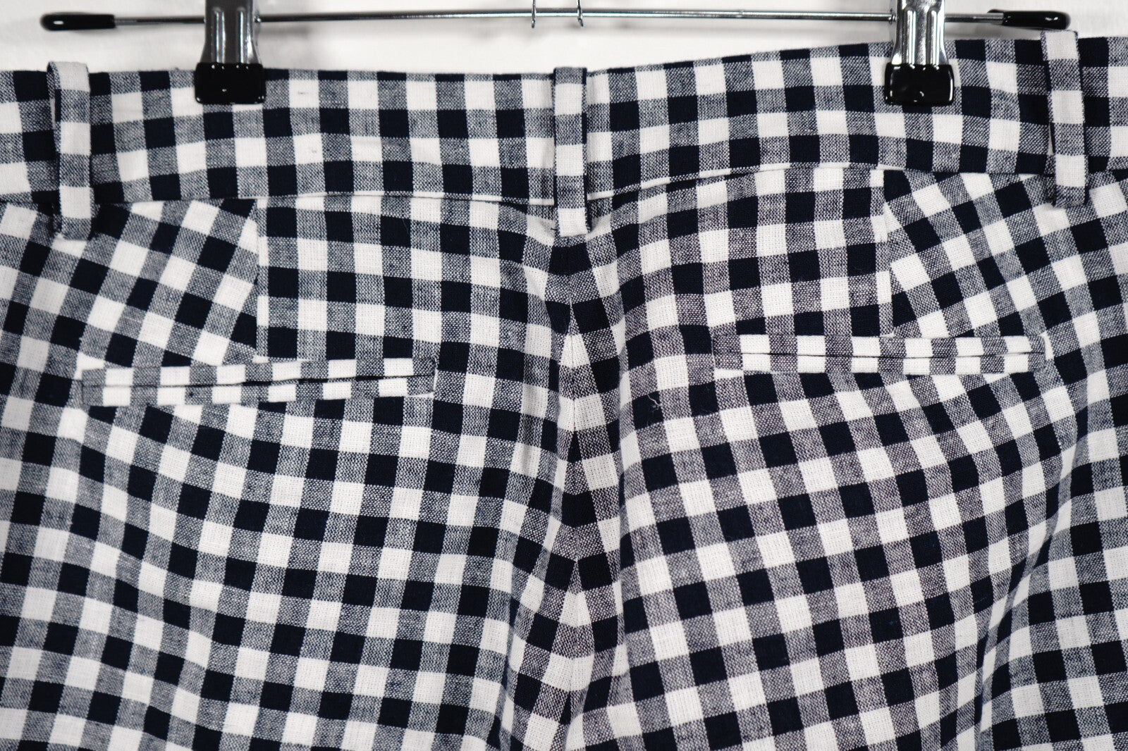 J Crew Gingham Check Linen Cotton Holland Cropped Capri Pants Women's Size 8