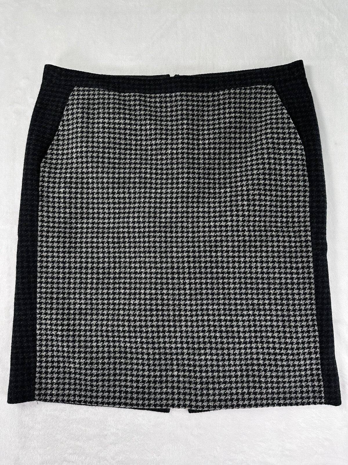 J Crew The Pencil Skirt 12 Gray Wool Houndstooth Knee Length Lined Womens