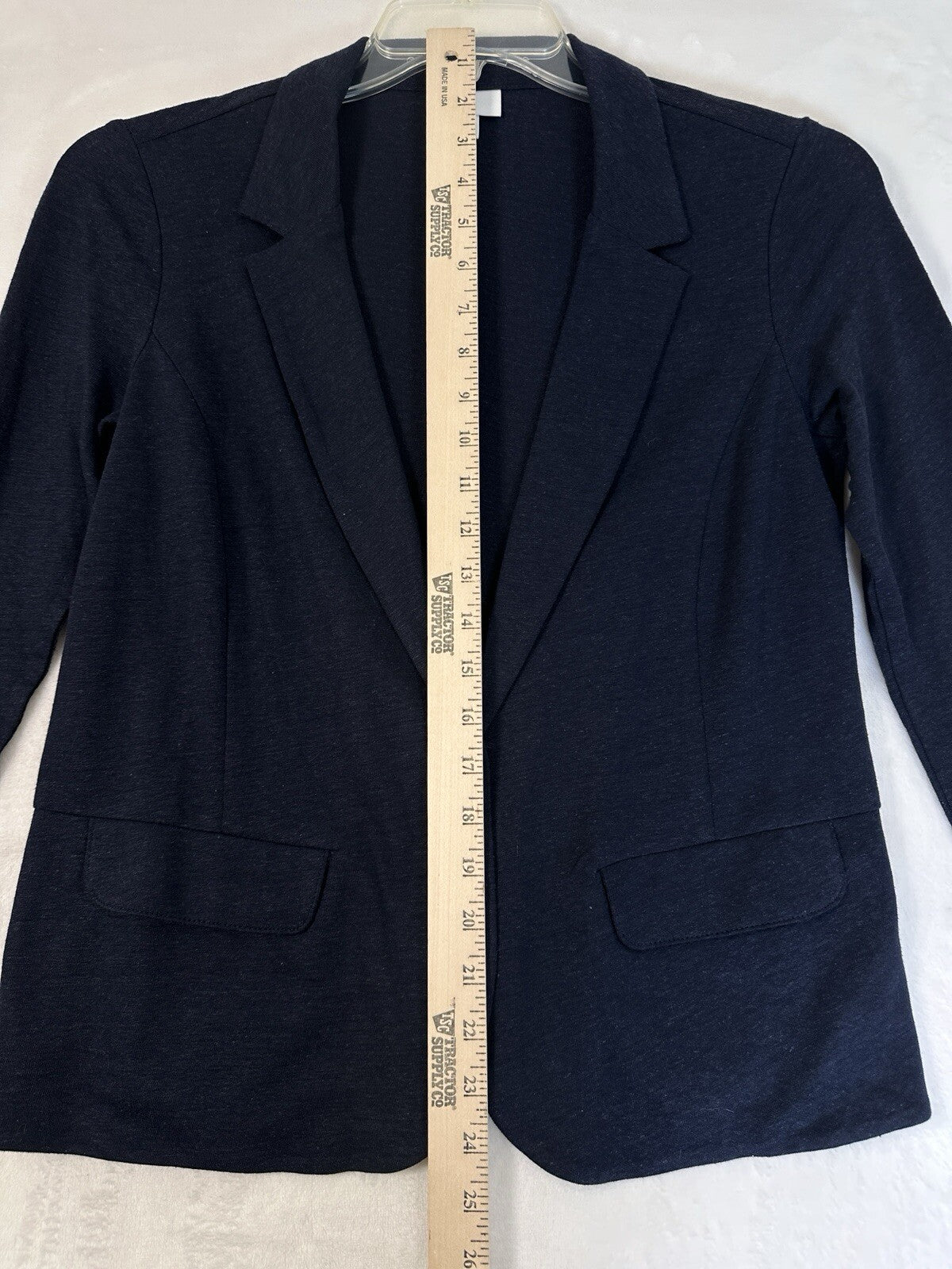 J Jill XS Petite Linen Jacket Navy Blue Open Front Blazer Long Sleeve Womens
