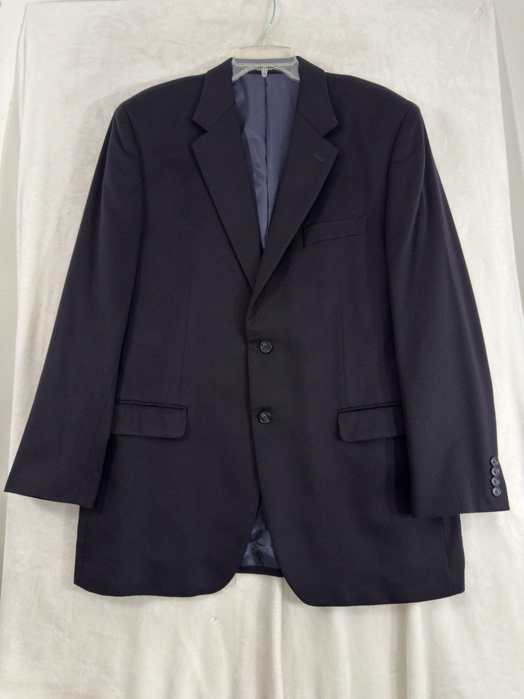 Calvin Klein Cashmere Jacket 44L Navy Blue 44 Long 2 Button Mens Suit Blazer
