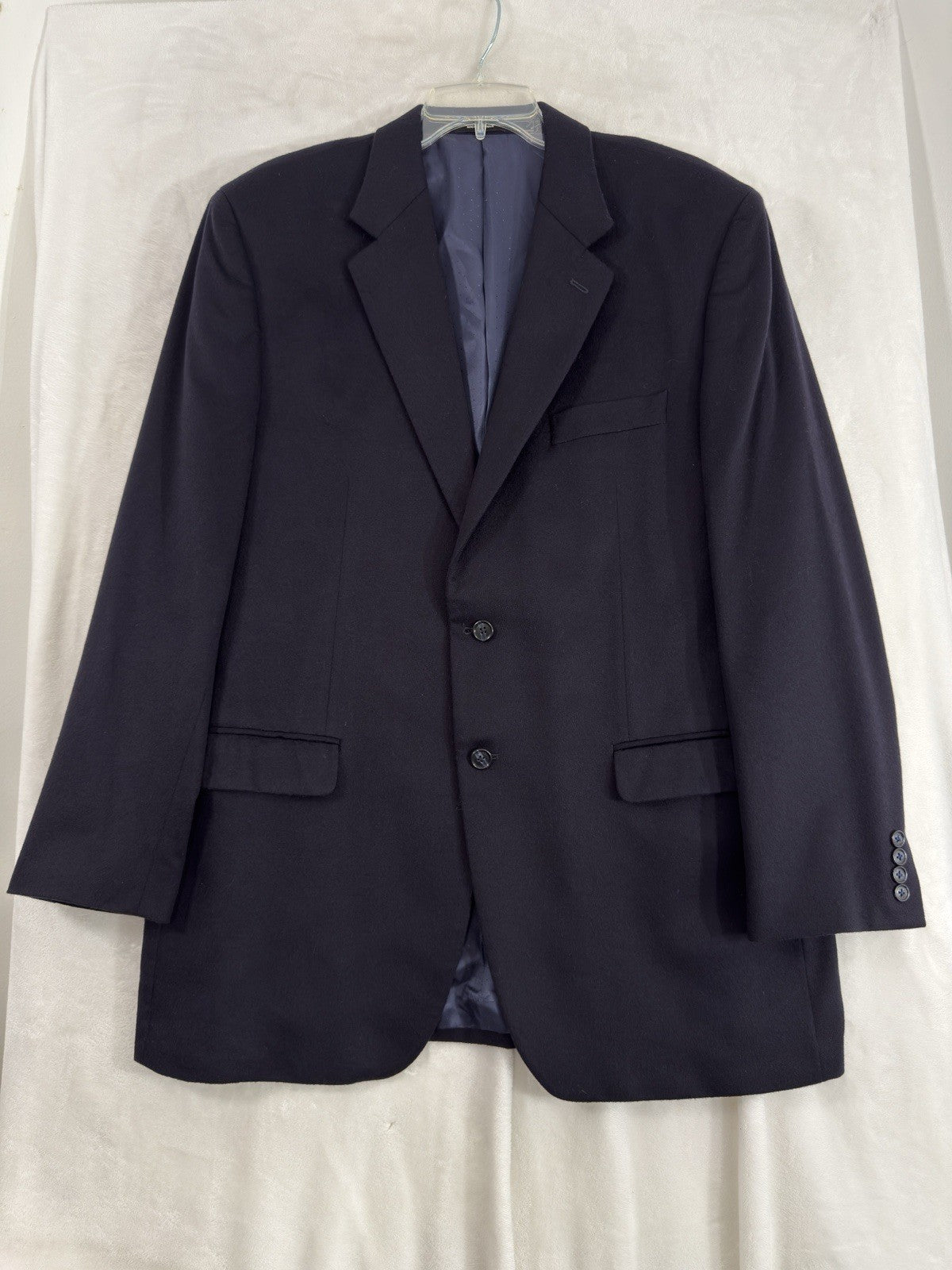 Calvin Klein Cashmere Jacket 44L Navy Blue 44 Long 2 Button Mens Suit Blazer