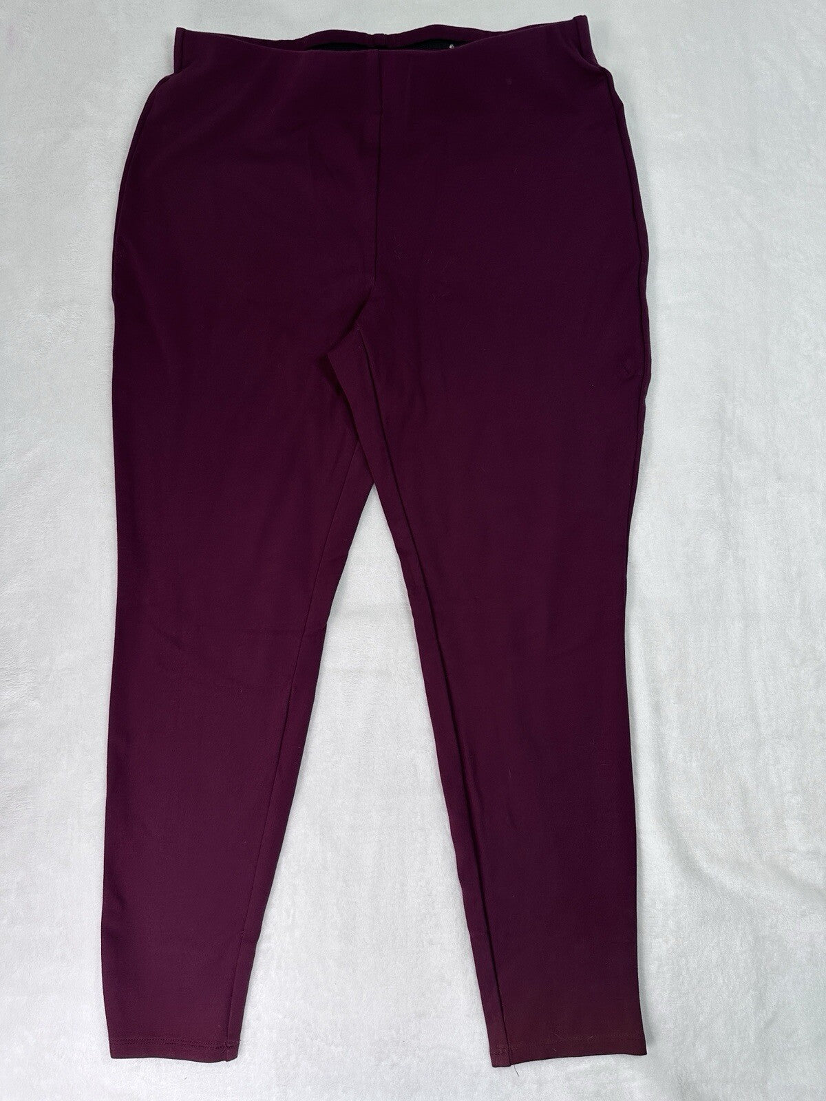 Chicos Size 1 Ponte Leggings Medium Burgundy Pull On Stretch Pants Womens