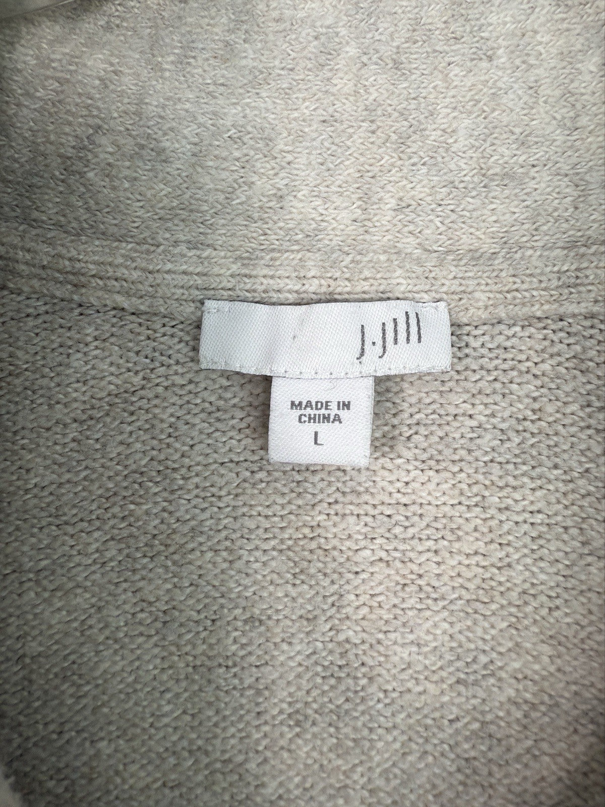 J Jill Sweater Large Beige Shawl V Neck Long Sleeve Tops Womens