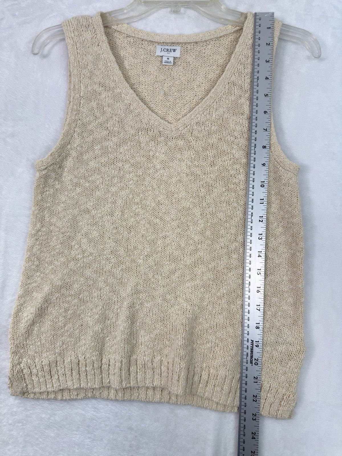 J Crew Small Slub V Neck Sweater Vest Beige Womens