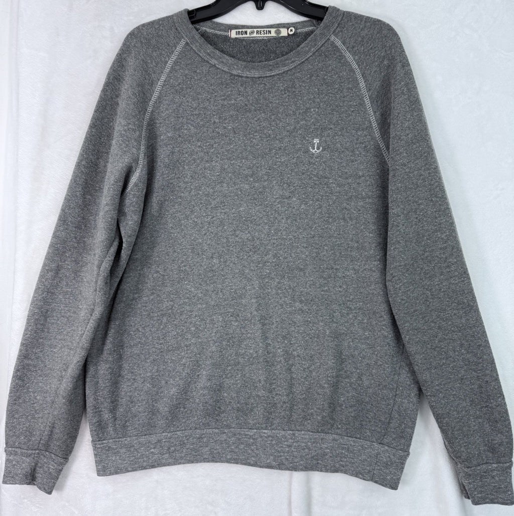Iron And Resin Shirt Medium Gray Round Neck Sweatshirt Made In USA Mens