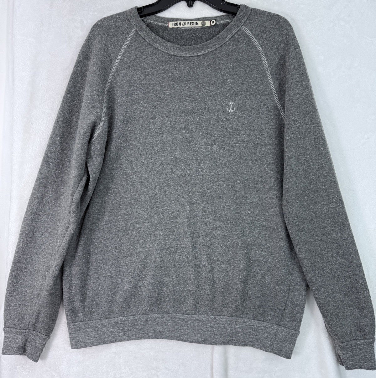 Iron And Resin Shirt Medium Gray Round Neck Sweatshirt Made In USA Mens