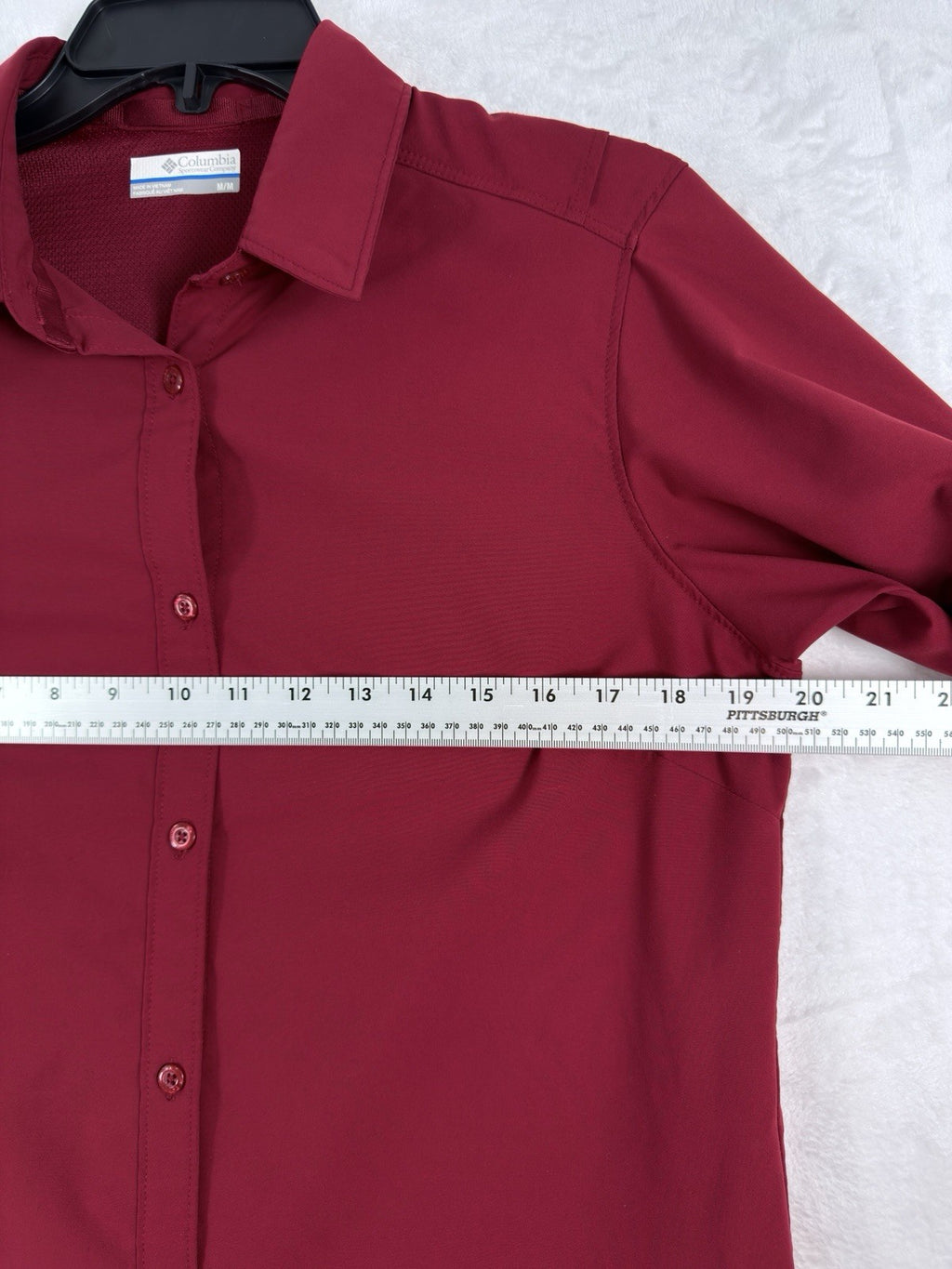 Columbia Omni Shade Shirt Womens Medium Red Short Sleeve Button Up Top
