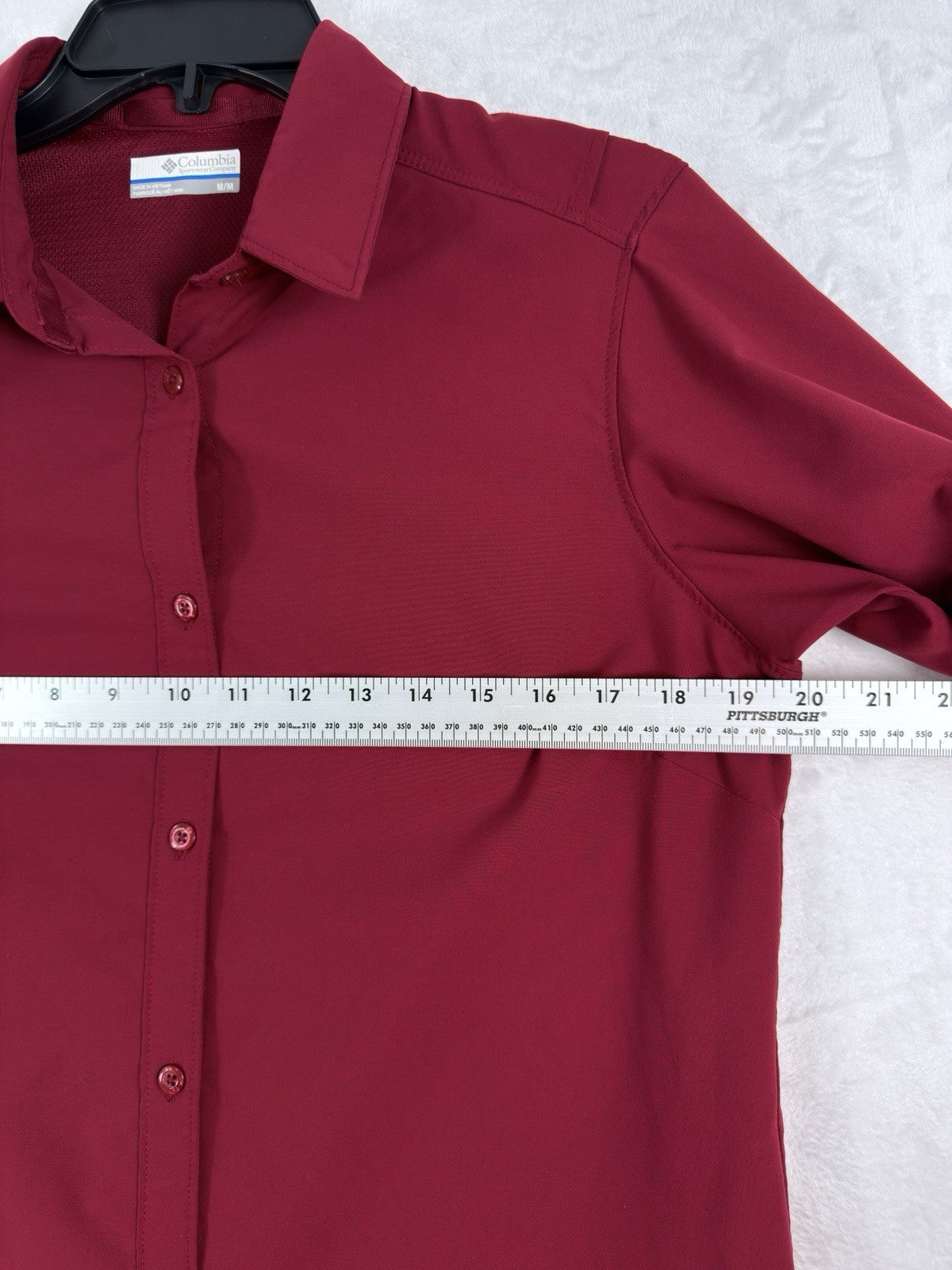 Columbia Omni Shade Shirt Womens Medium Red Short Sleeve Button Up Top