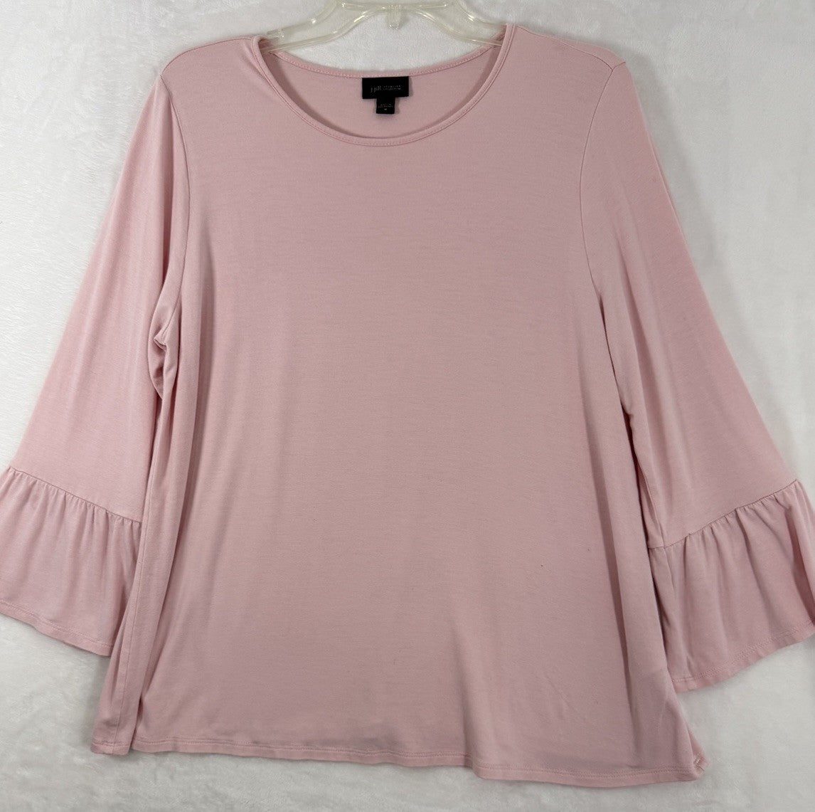 J Jill Wearever Top Medium Pink Jersey Knit Bell Sleeves Rayon Spandex Womens