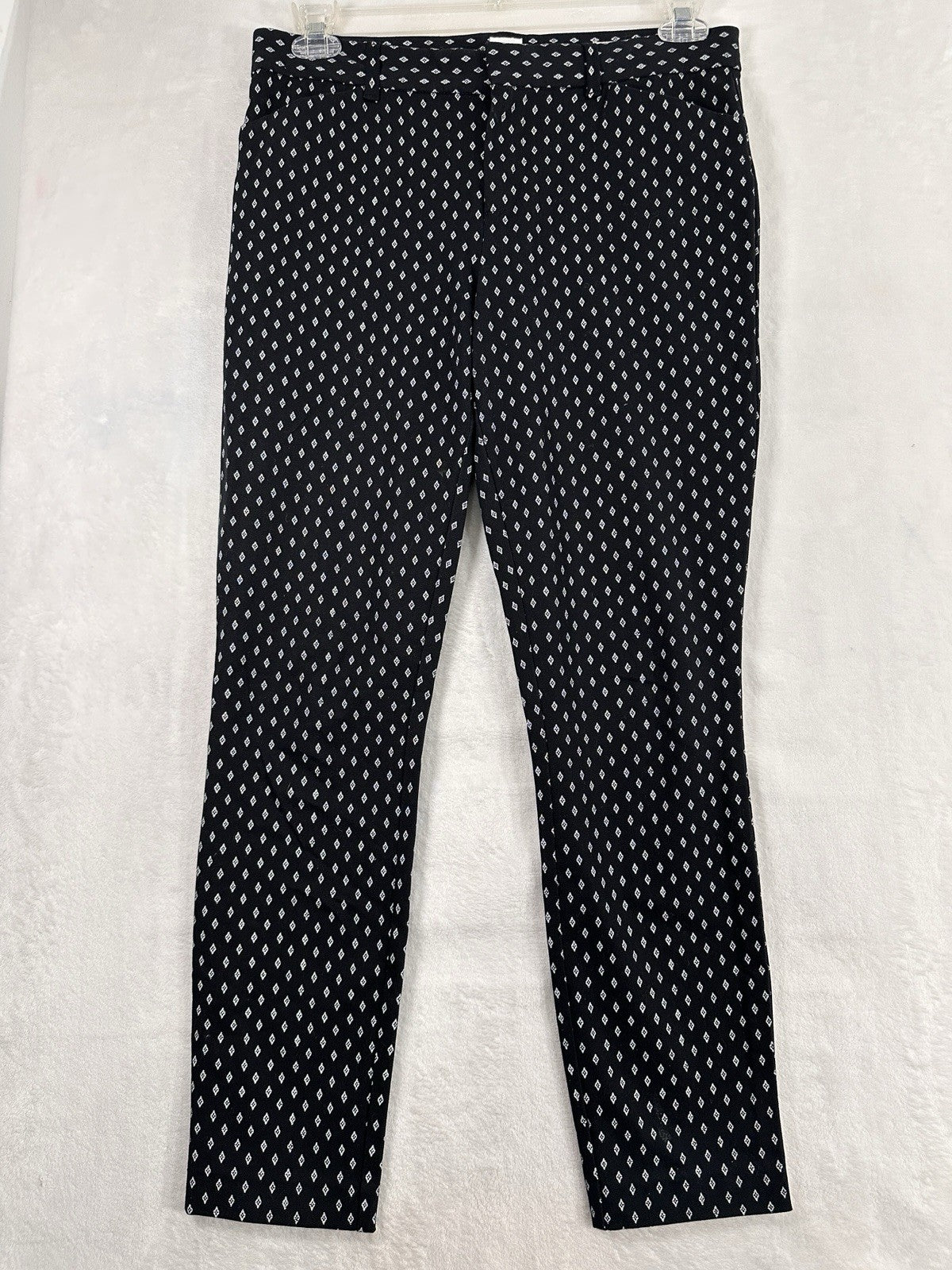 Gap Signature Skinny Ankle Pants 8 Navy Blue Diamond Print Womens