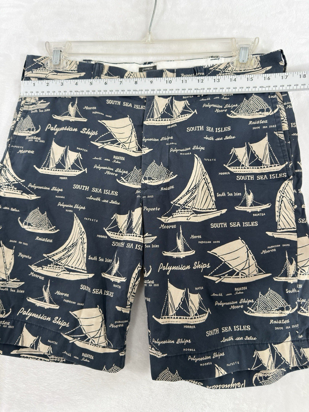 J Crew Stanton Shorts Men’s 32 Blue Nautical Print 9” Inseam 100% Cotton Chino