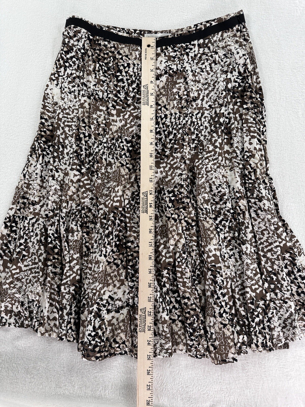 Christopher Banks Skirt 6P Petite Knee Length Black Brown Print Summer Rayon