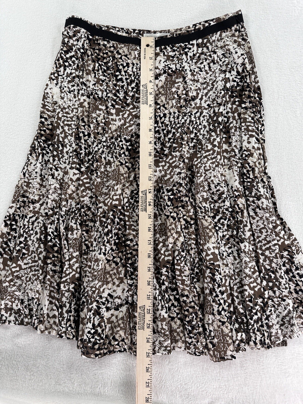 Christopher Banks Skirt 6P Petite Knee Length Black Brown Print Summer Rayon