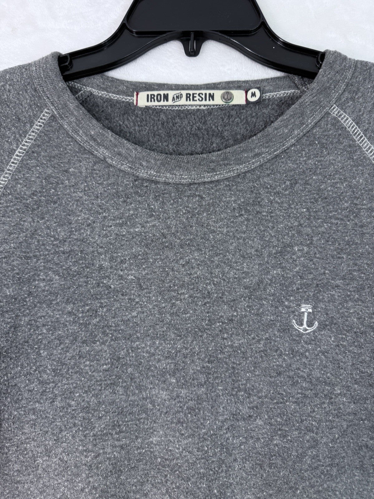 Iron And Resin Shirt Medium Gray Round Neck Sweatshirt Made In USA Mens