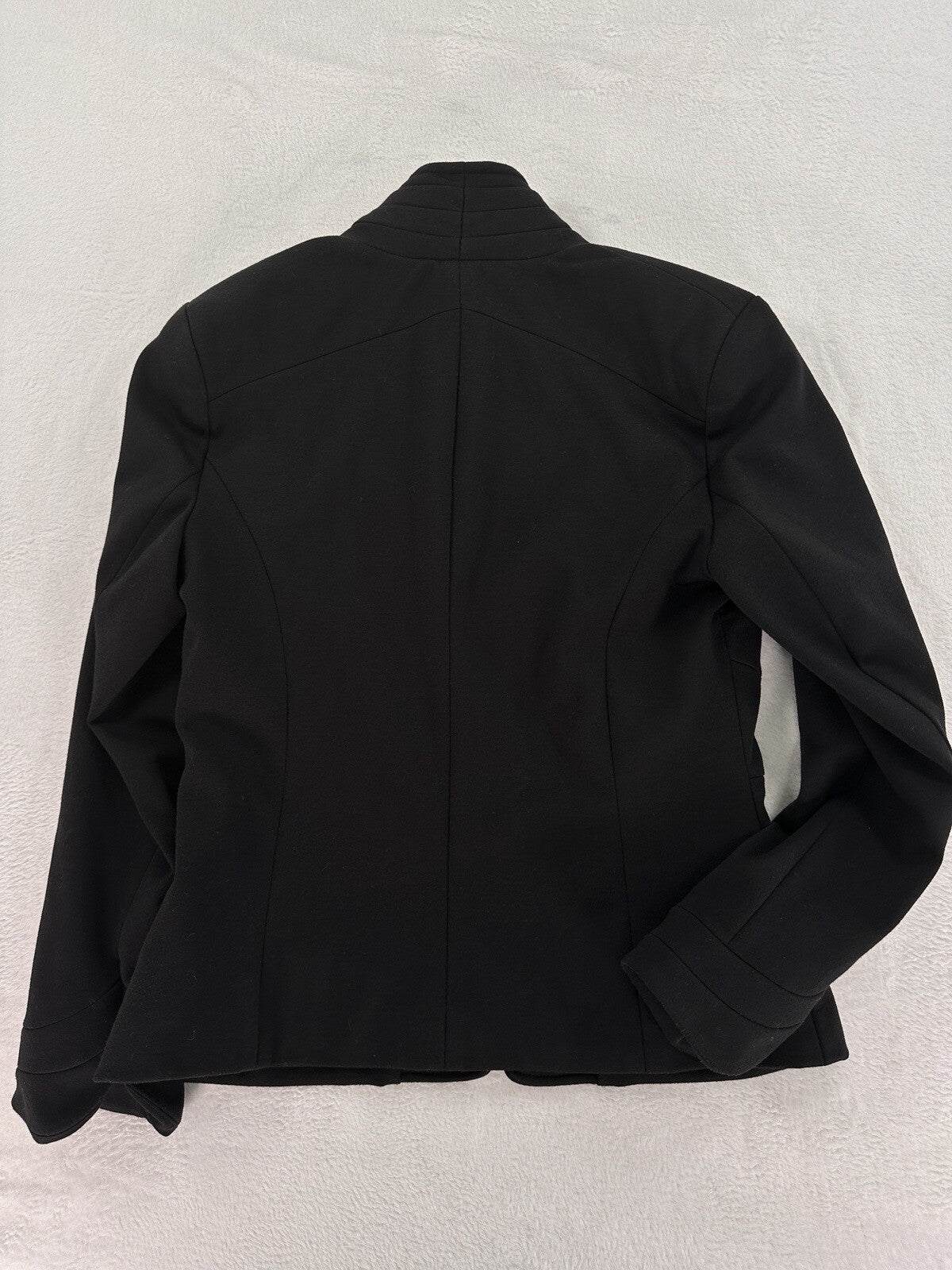 Coldwater Creek Jacket 8 Black Shawl Collar Zip Fitted Stretch