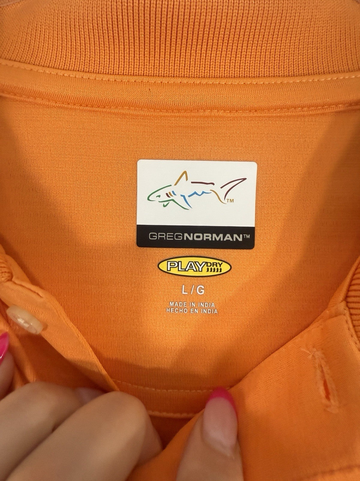 Greg Norman Golf Shirts Large Men’s Polo Short Sleeve Orange Play Dry