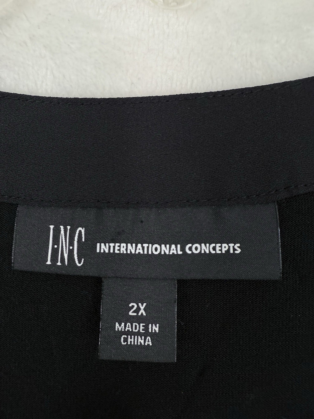 INC International Concepts 2X Tops Long Sleeve Blouse Women's Floral Black Twist