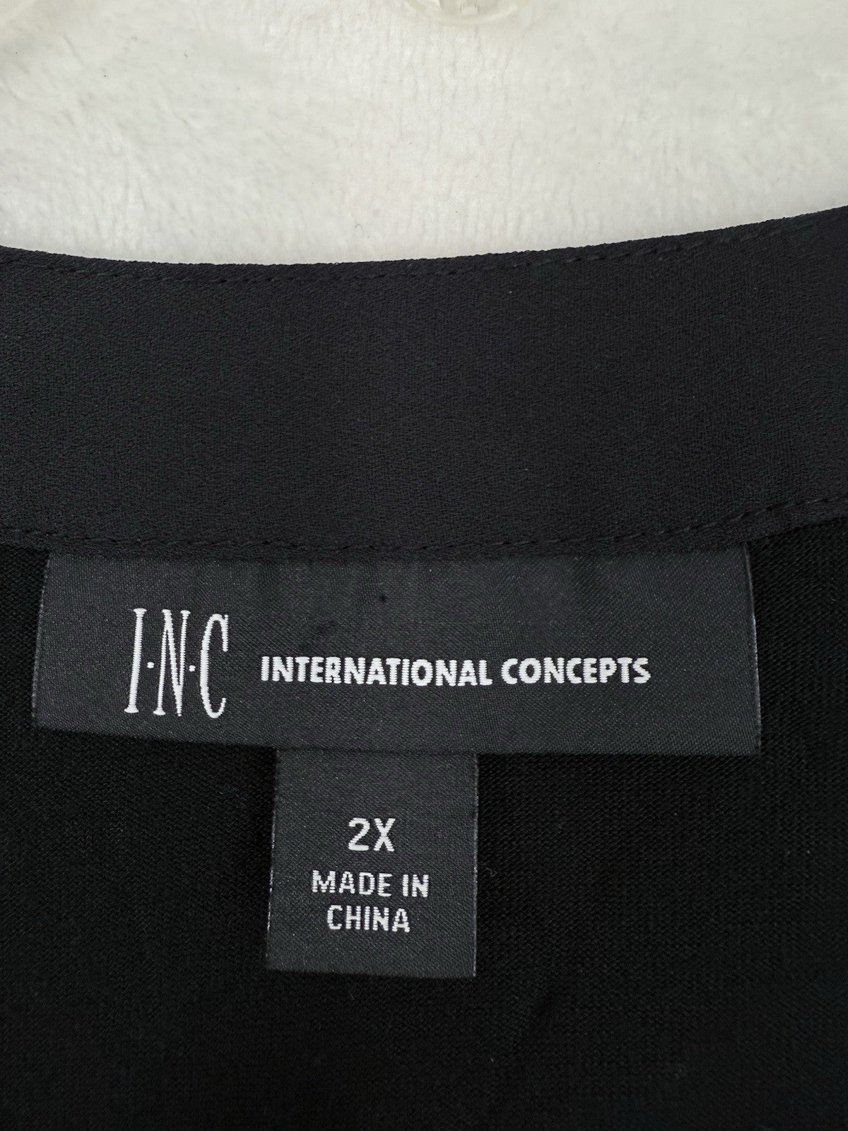 INC International Concepts 2X Tops Long Sleeve Blouse Women's Floral Black Twist