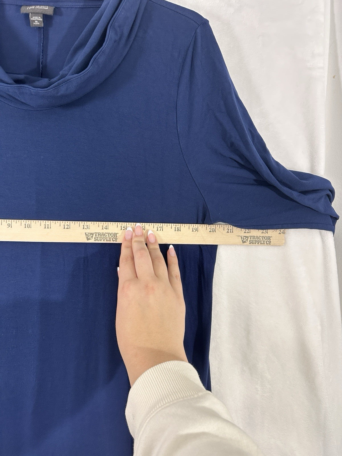 J Jill Dress XL Petite Wearever Collection Blue Knit Down Neck Long