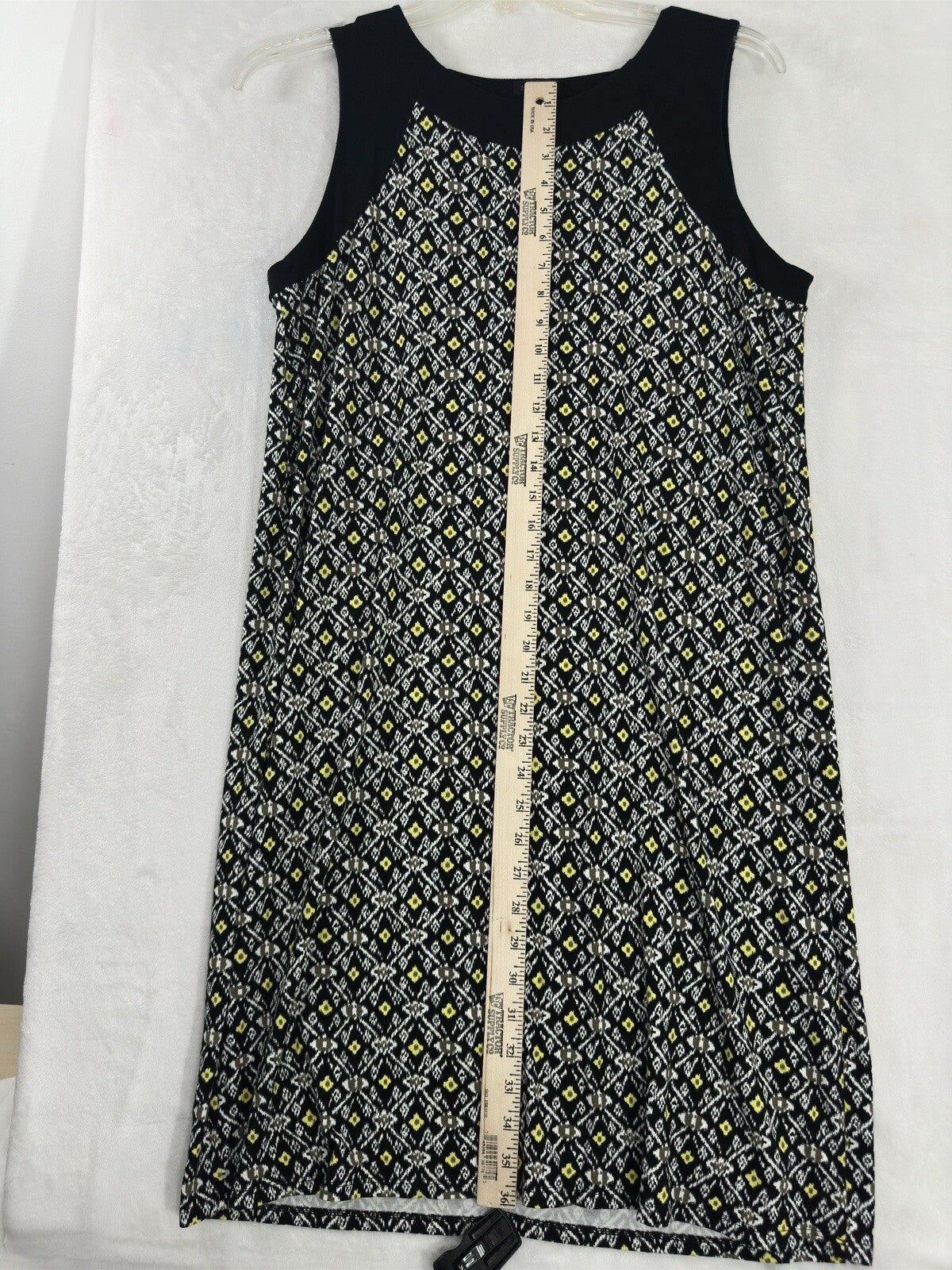 J Jill Medium Dress Sleeveless Wearever Collection Black Abstract Floral Print
