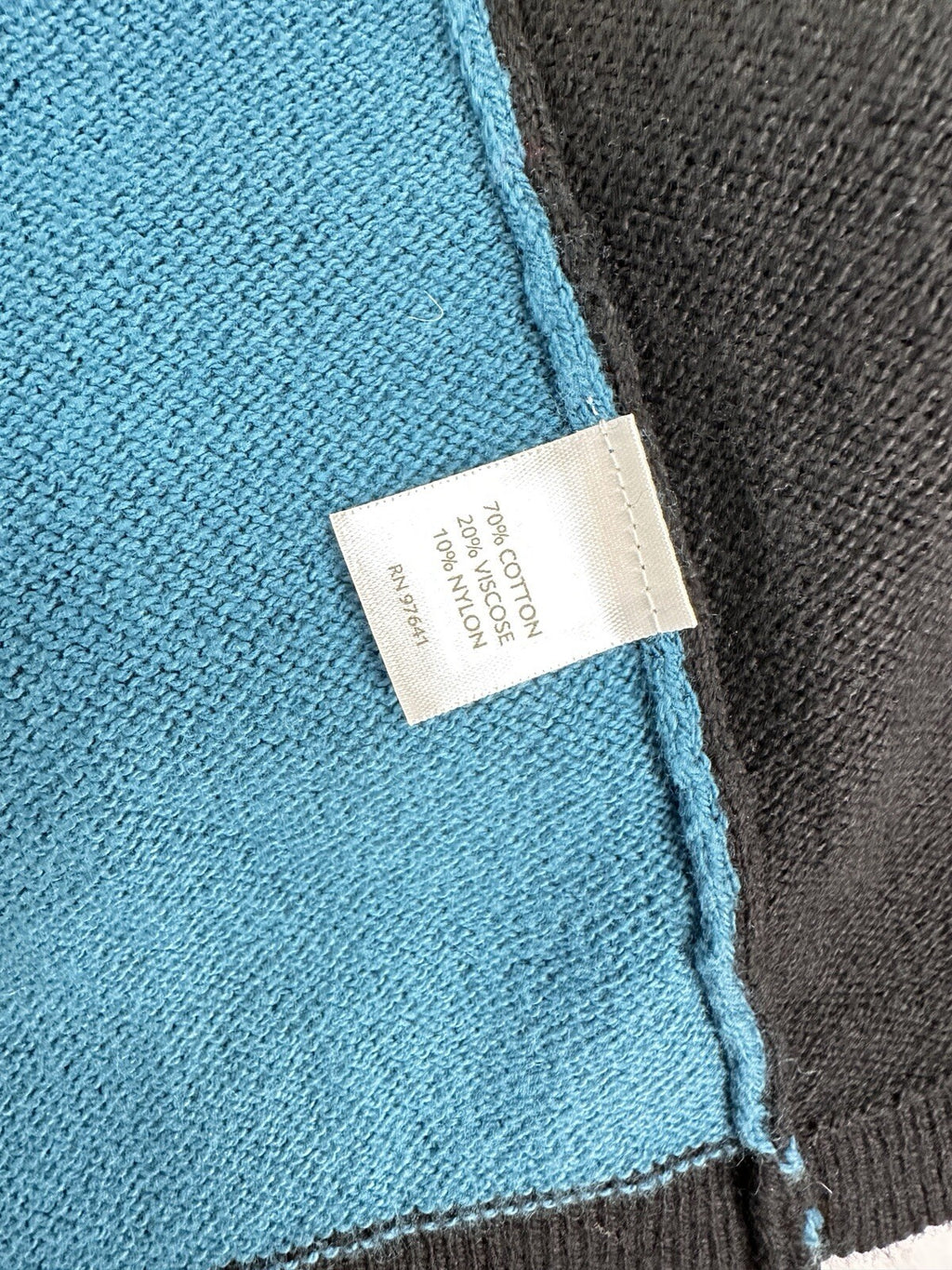 J Jill Medium Open Front Cardigan Sweater Blue Black Gray Colorblock Womens