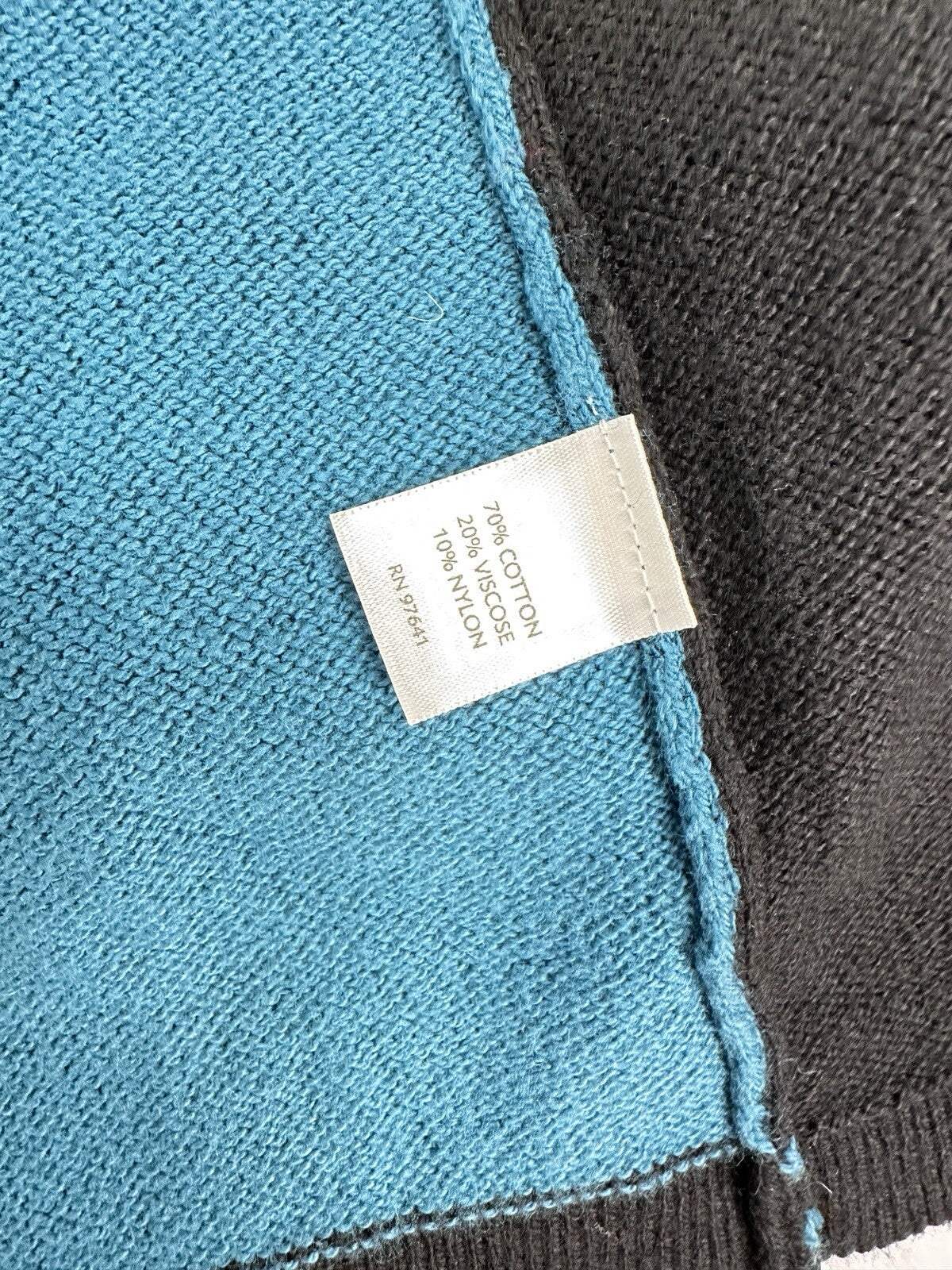 J Jill Medium Open Front Cardigan Sweater Blue Black Gray Colorblock Womens