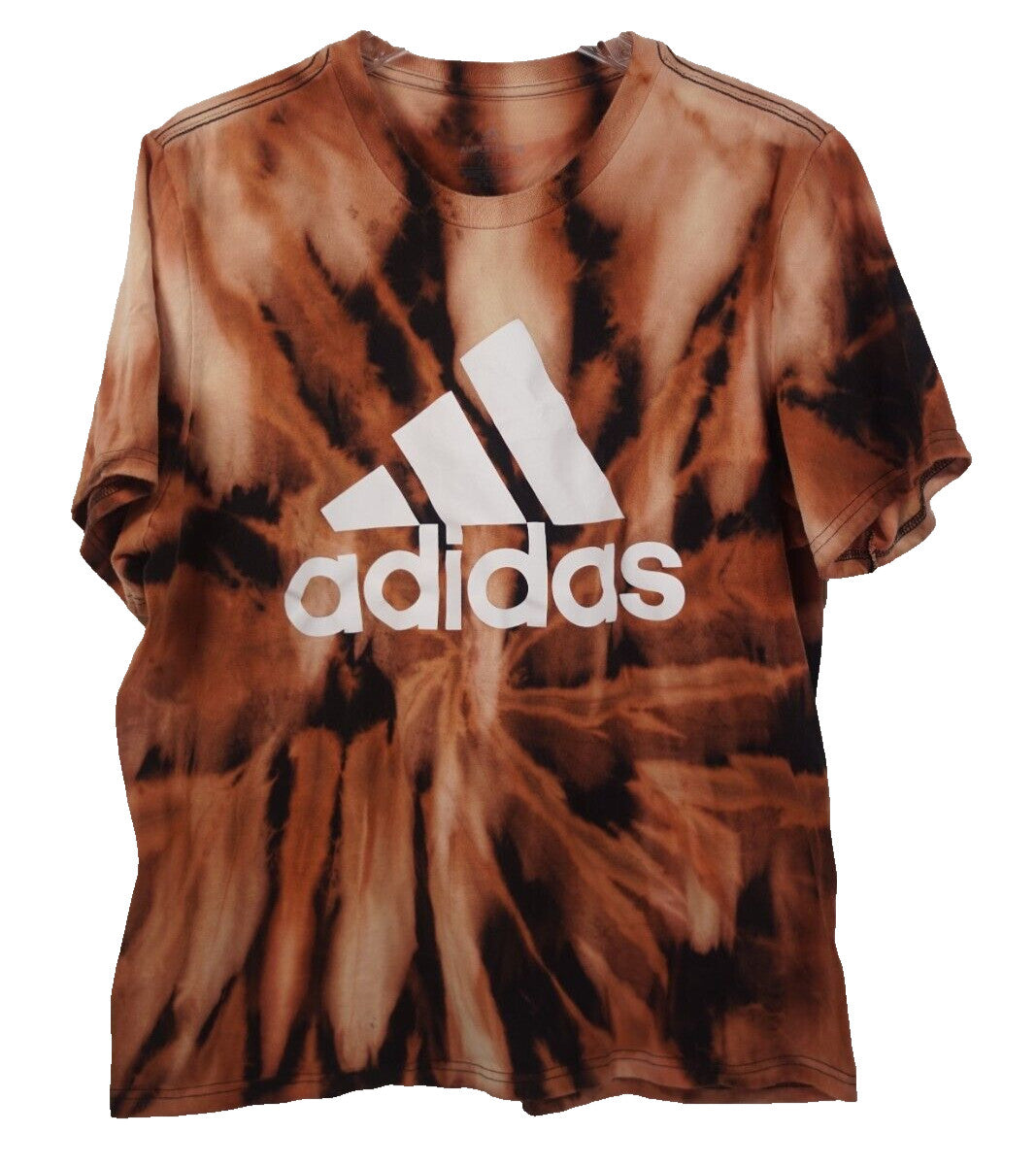 Custom Adidas Logo Short Sleeve T-Shirt Black Tie-Dye Men's Size XL Upcycled