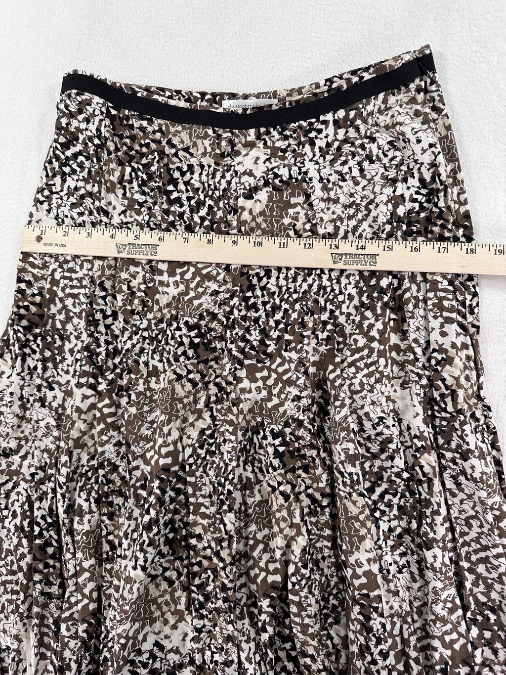 Christopher Banks Skirt 6P Petite Knee Length Black Brown Print Summer Rayon