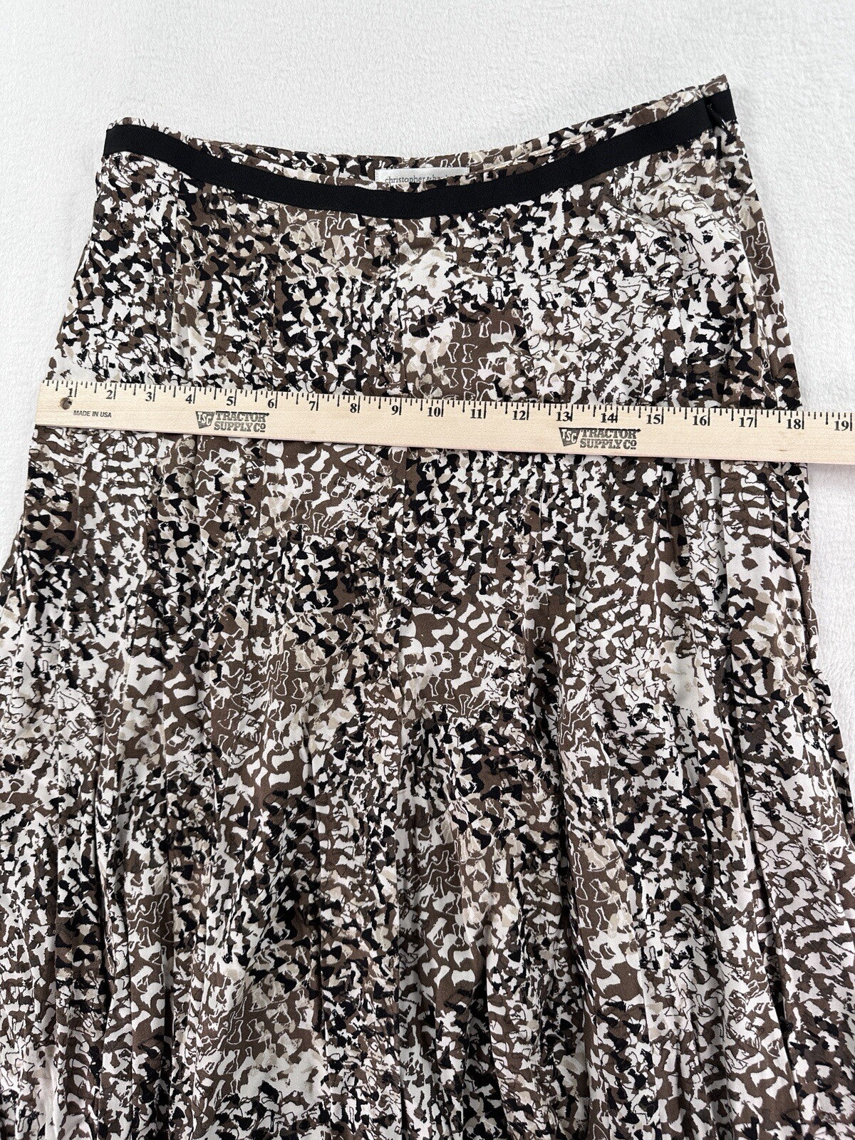 Christopher Banks Skirt 6P Petite Knee Length Black Brown Print Summer Rayon