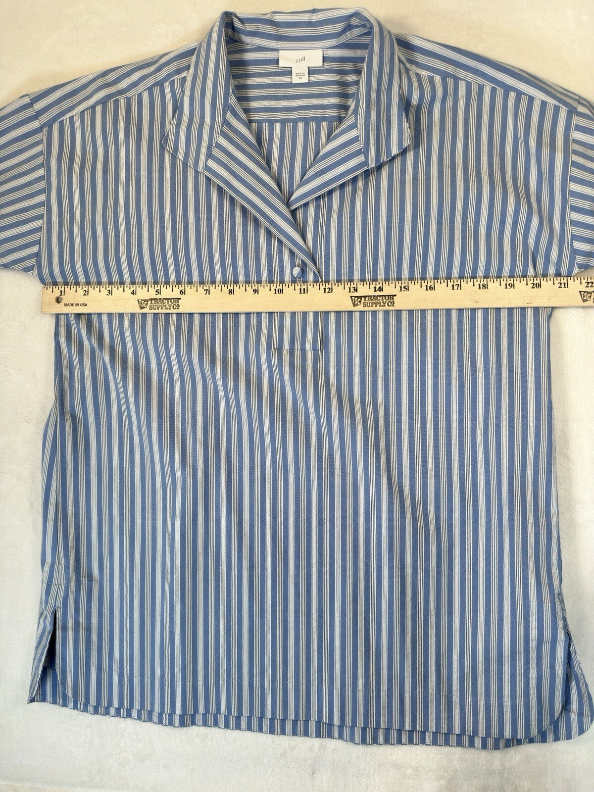 J Jill XS Top Popover Tunic Blue Striped Blouse Shirt Womens