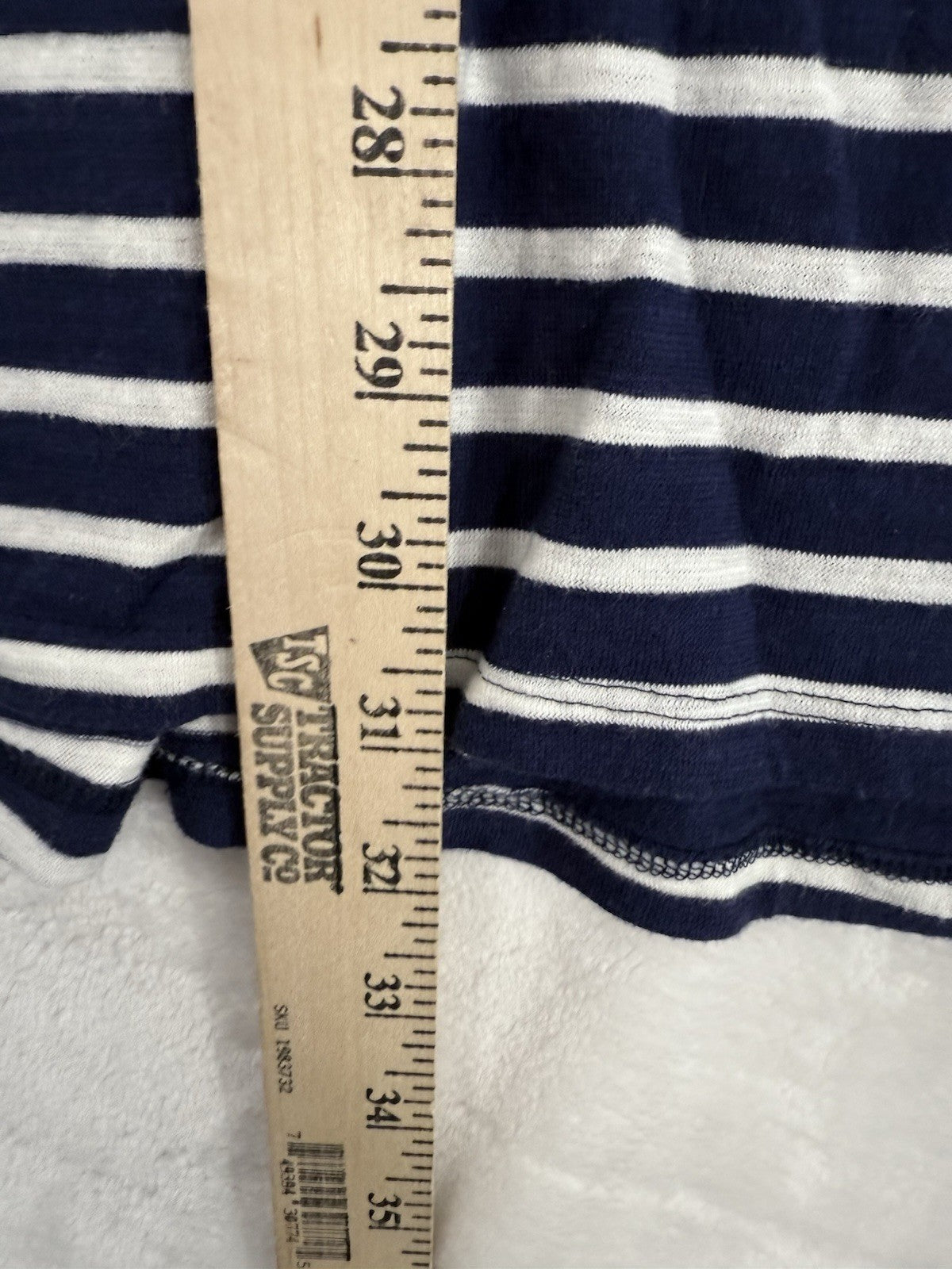 Eileen Fisher Large Midi Skirt Knit Organic Cotton Navy Blue White Striped Women
