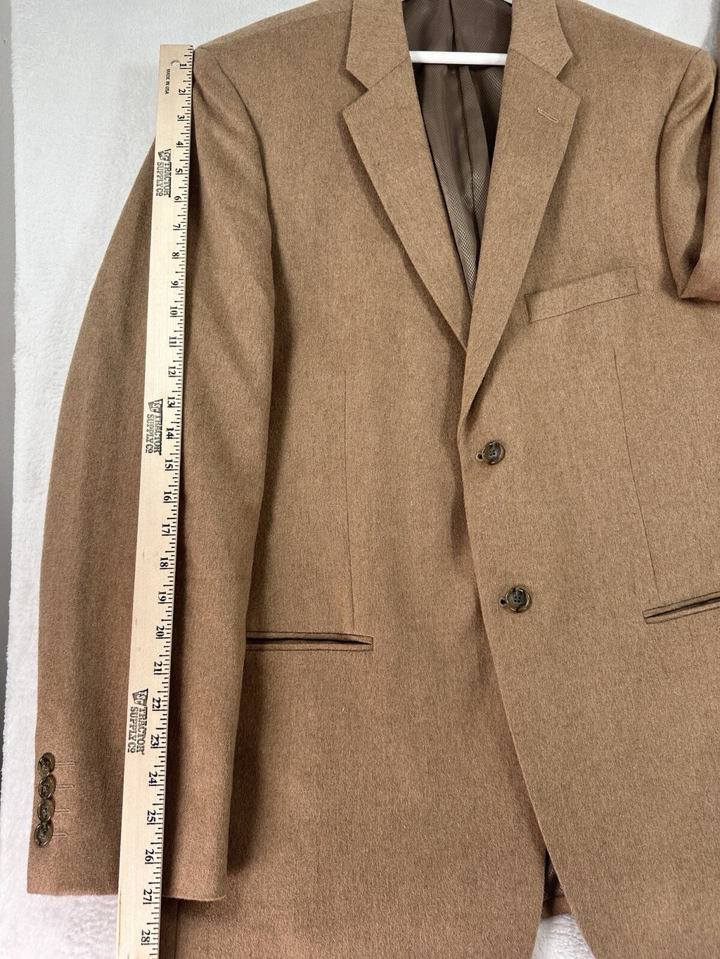 Adolfo 100% Camel Hair Blazer 46L Long Mens Suit Jacket Single Breasted 2 Button