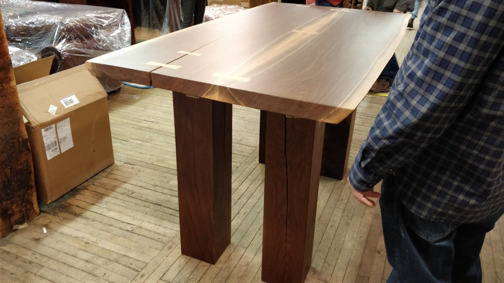 Custom Live Edge Walnut Bar Height Table - Nakashima Inspired Design