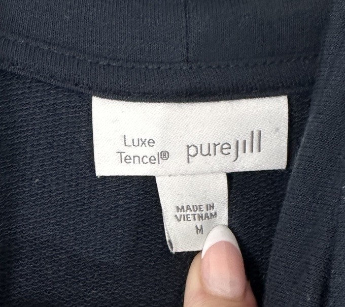 J Jill Pure Jill Luxe Tencel Dress Medium Long Sleeve Knit Turtleneck Maxi Black