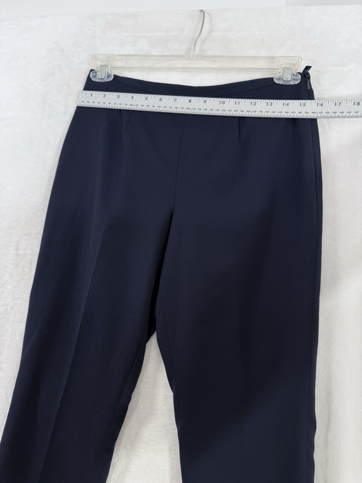 Brooks Brothers Caroline Fit Pants Size 4 Navy Blue 100% Wool Side Zip Womens