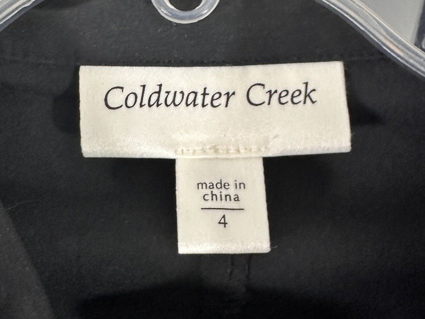 Coldwater Creek Shirt Dress Size 4 Black Elbow Sleeve Button Down Fit Flare