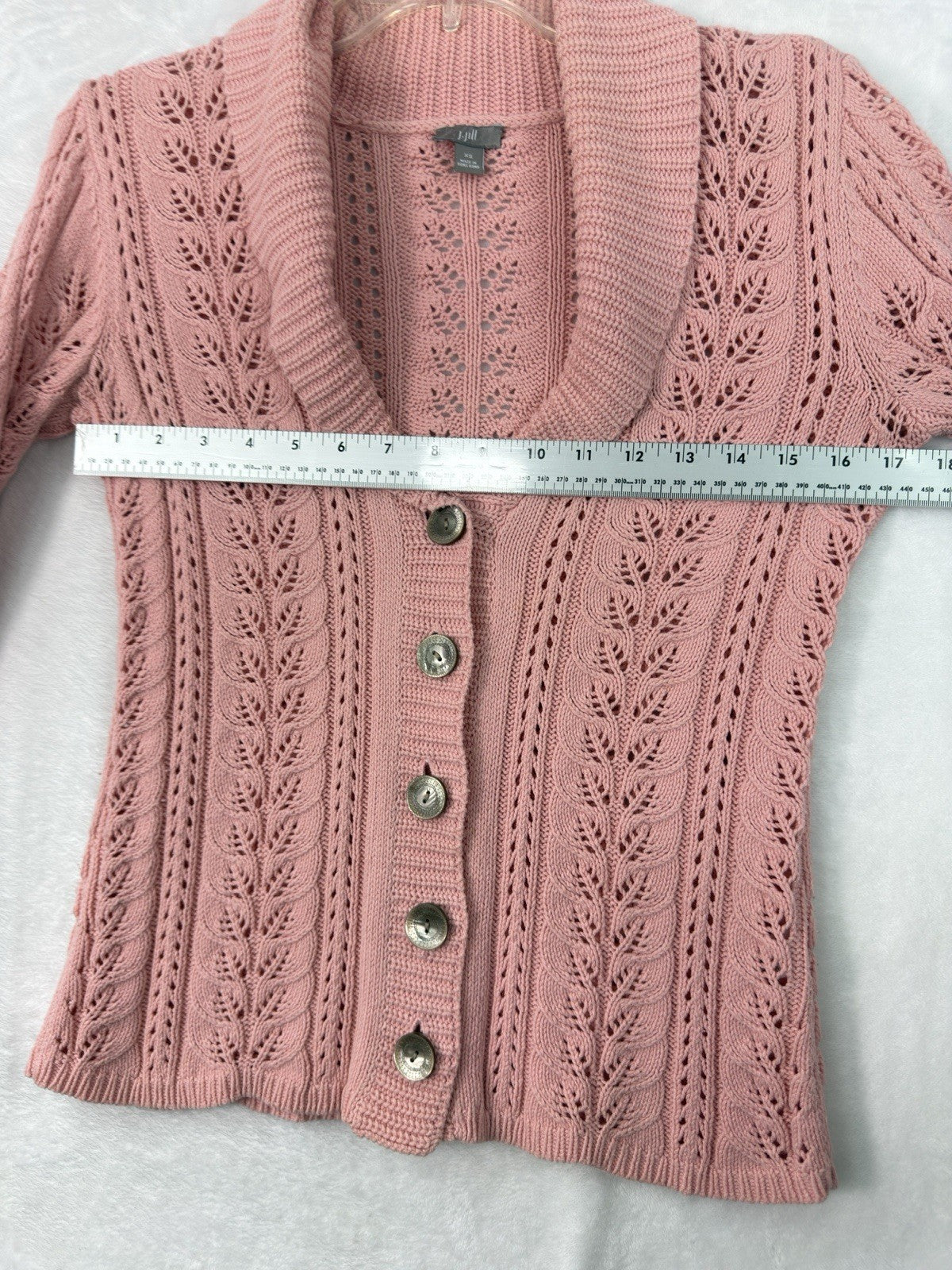 J Jill XS Cardigan Sweater Pink Shawl Collar Button Long Sleeve Tops Womens