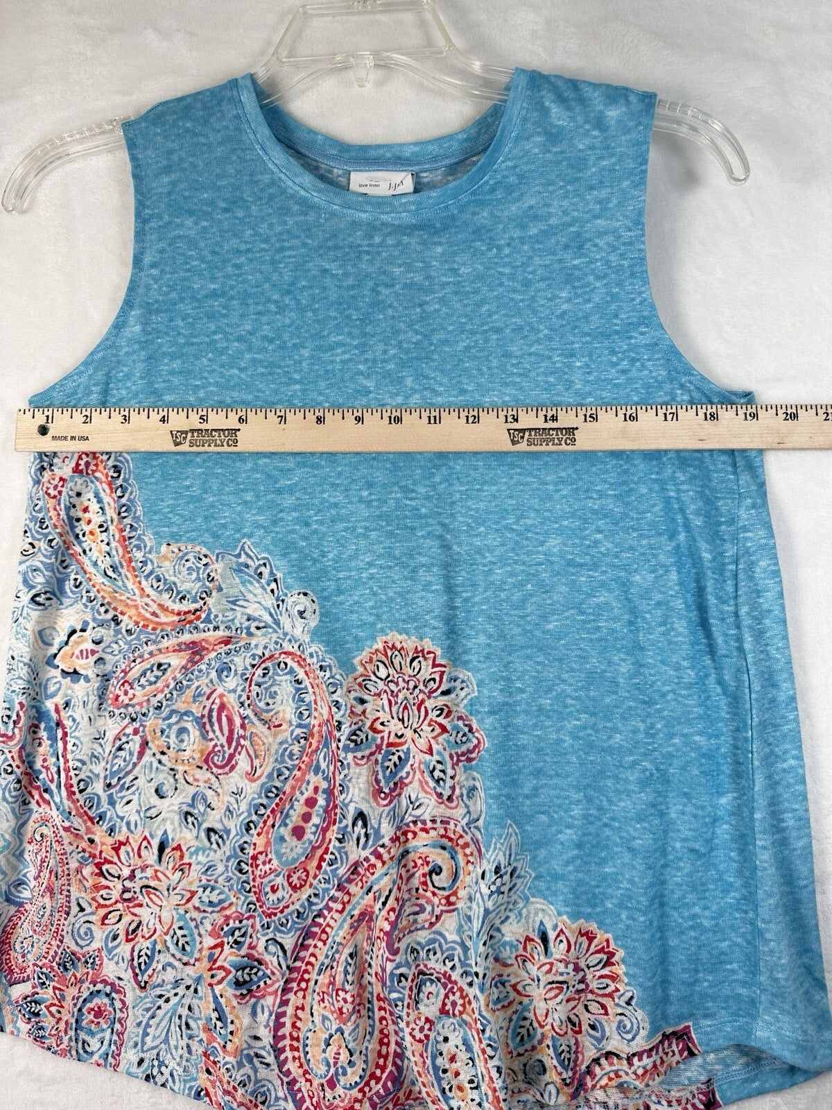 J Jill Love Linen Top XS 100% Linen Blue Paisley Print Sleeveless Womens