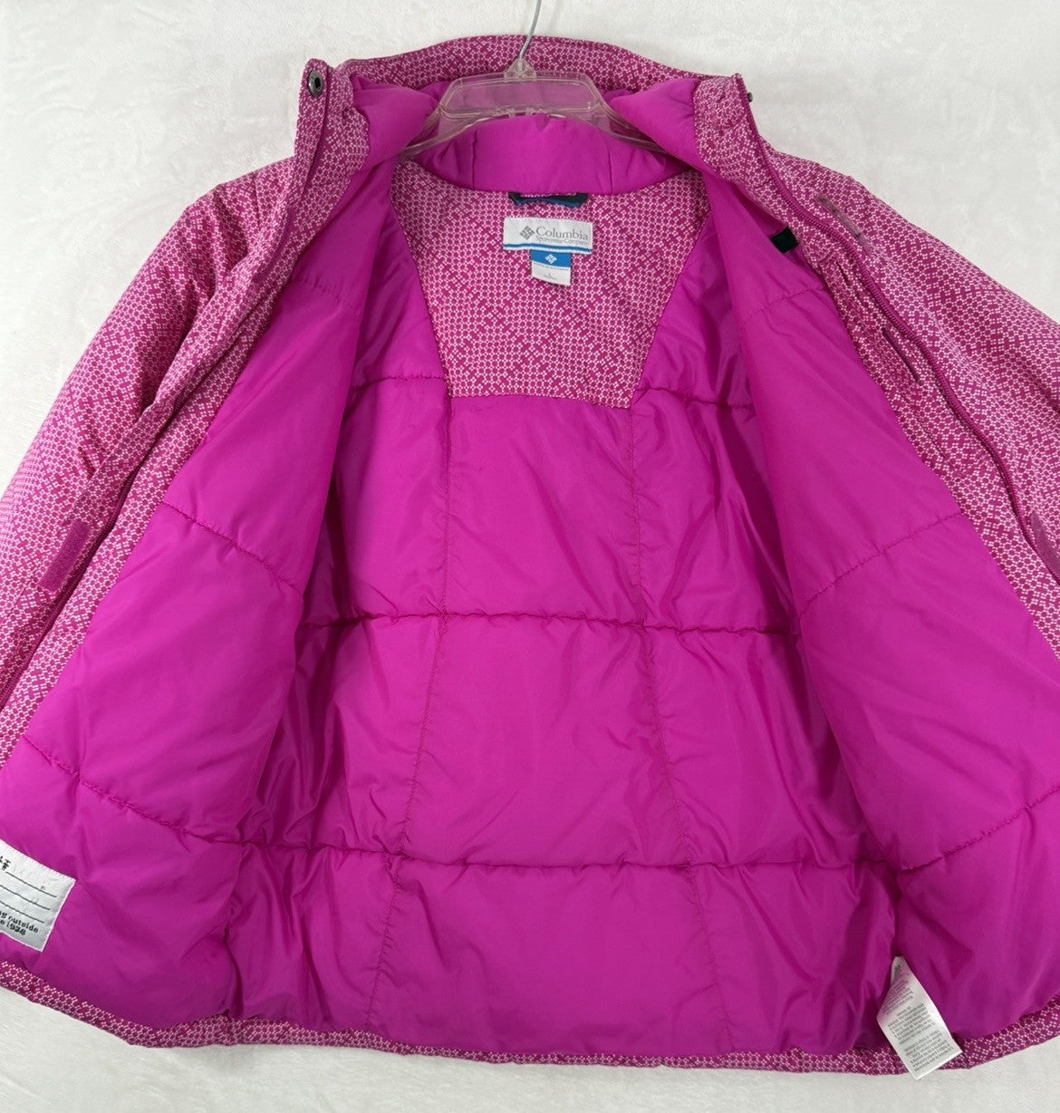 Columbia Jacket Girls 10 12 Large Kids Pink Winter Coat Puffer Hooded
