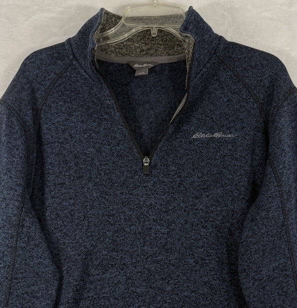 Eddie Bauer 1/4 Zip Radiator Fleece Mens Large Blue Sweater Knit