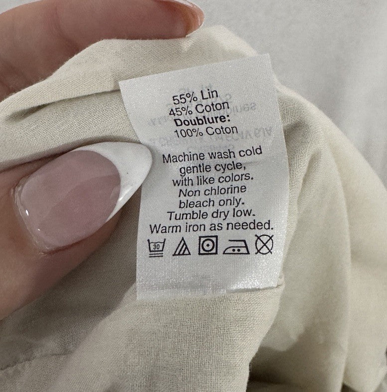 J Crew Linen Blend Skirt 12 Short Tan Beige Lined Paperbag Pull On Womens