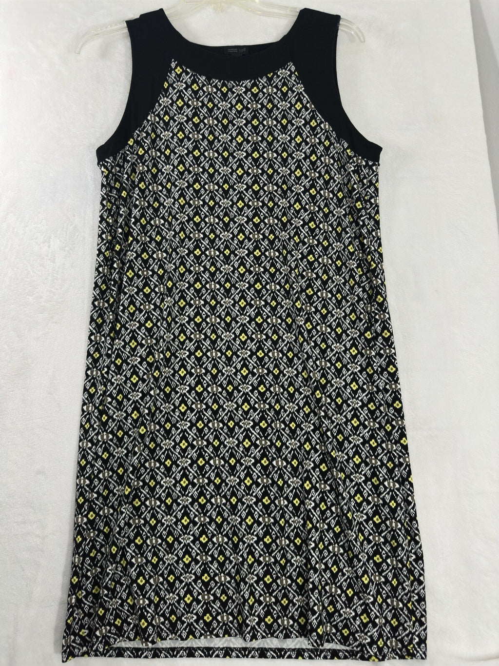 J Jill Medium Dress Sleeveless Wearever Collection Black Abstract Floral Print