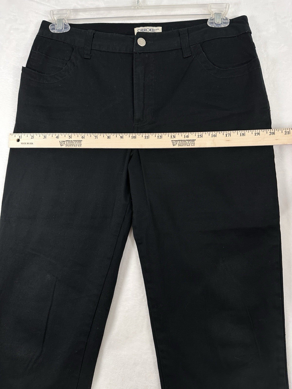 Cherokee Capri Pants 8 Black Cotton Stretch Twill 5 Pocket Womens