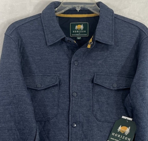 Horizon Outfitters Men’s Medium Shirt Quilted Knit Long Sleeve Blue Snap Front