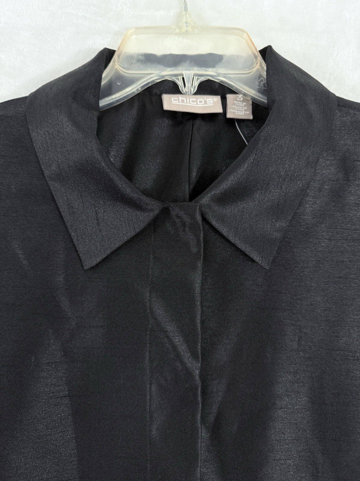 Chicos Size 3 Jacket XL Black Lightweight Blazer Long Sleeve Womens